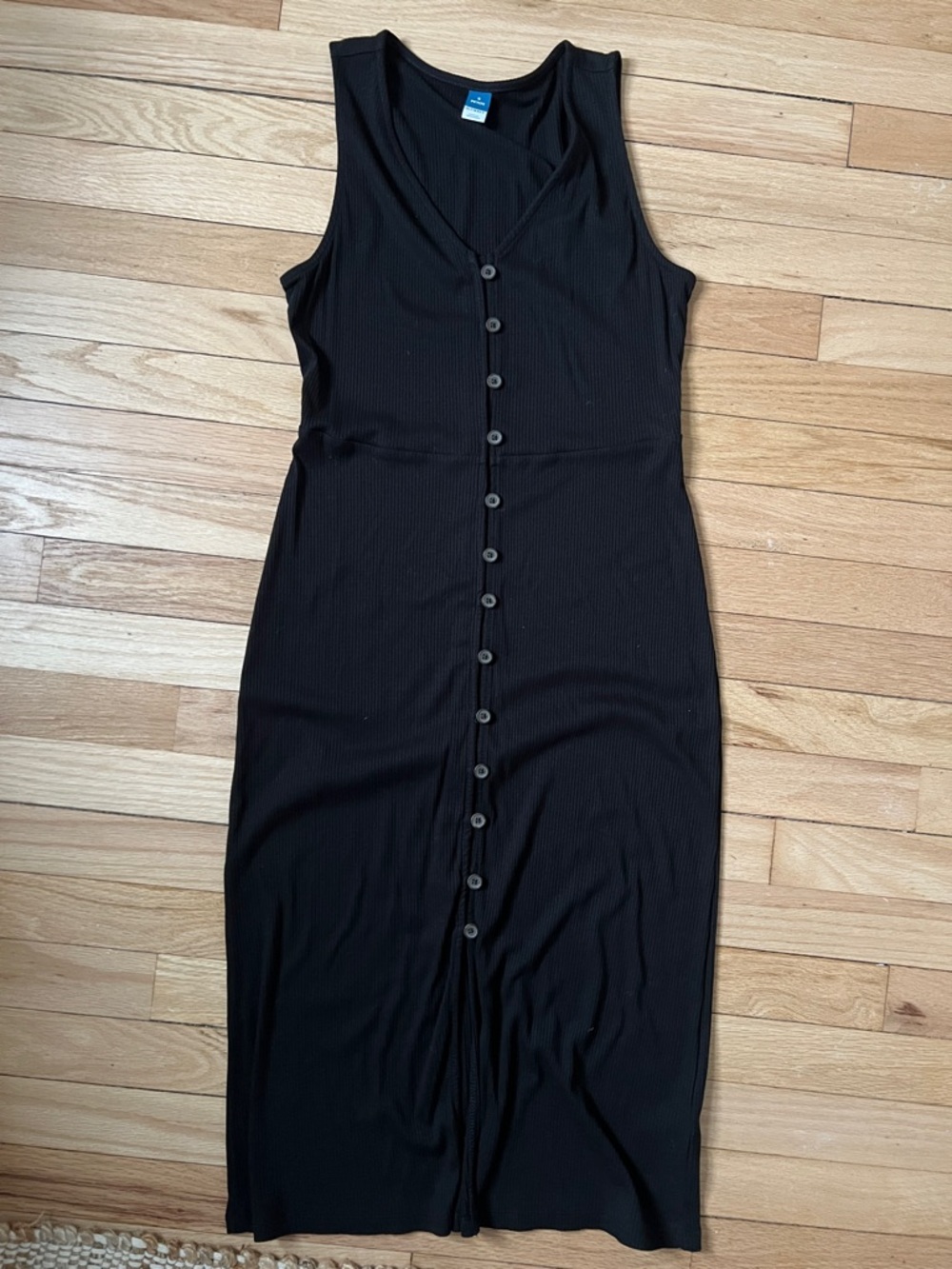 Old Navy Black Ribbed Button-Front Midi Dress